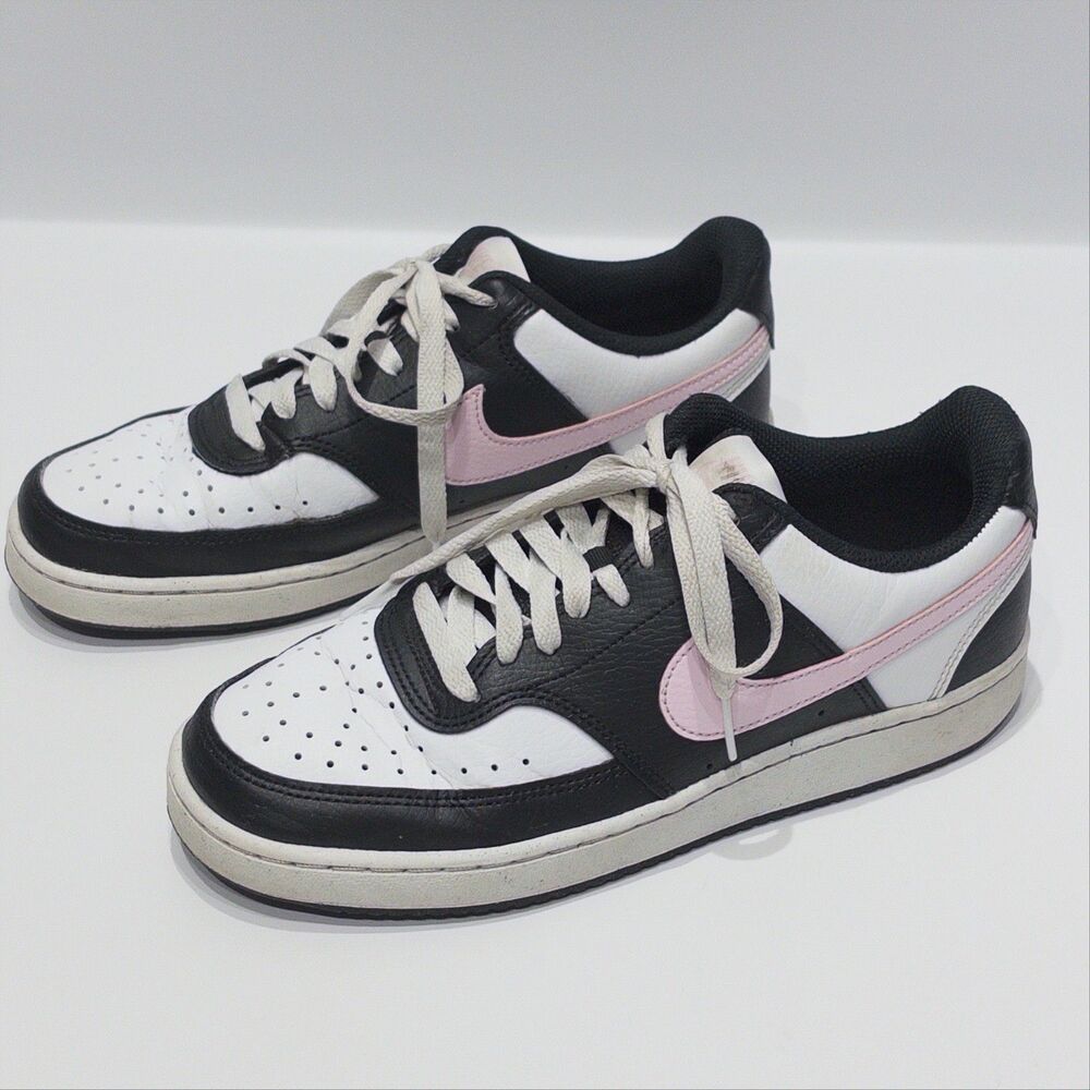 Nike Court Vision Low Black Pink Women Size 8 - Light Wear - Rare Color!